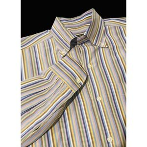Solemare Maus & Hoffmann Mens Shirt‎ L/S Cotton Pastel Stripe Italy M